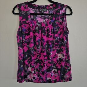 Kasper Women's Vibrant Pink Purple Abstract Tank Top Blouse PM Petite Medium